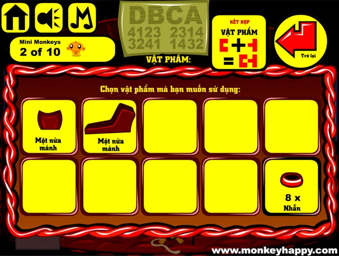 Ghép hoặc sử dụng các vật phẩm khác nhau.