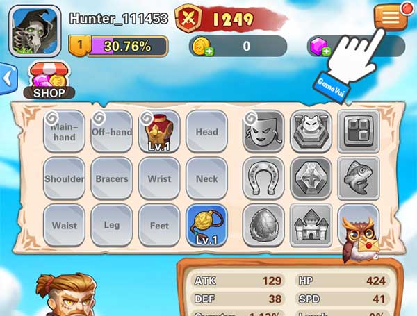 Chạm vào 3 dấu gạch