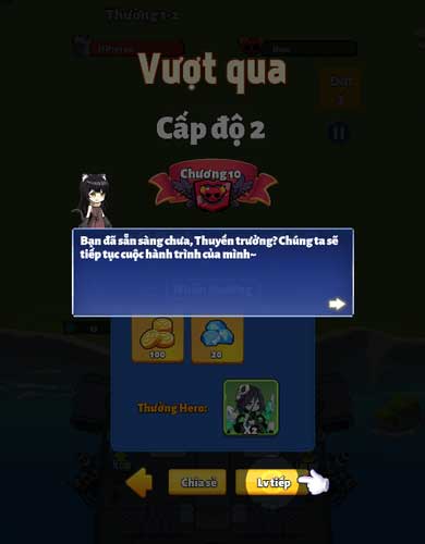 Hoàn thành cấp độ và nhận thưởng