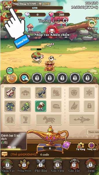 Chạm vào ảnh đại diện