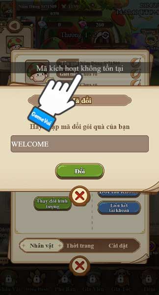 Mã kích hoạt không tồn tại