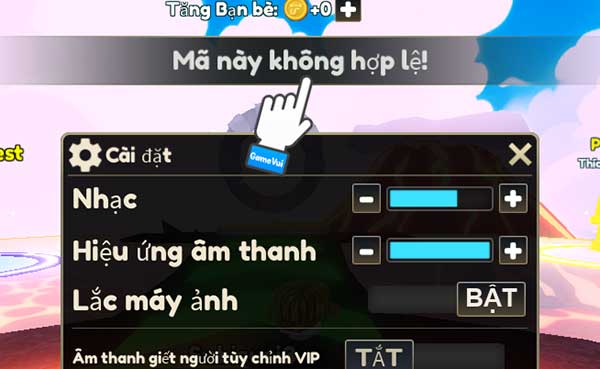 Code không hợp lệ