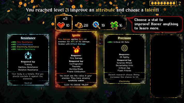 Mỗi khi thu thập đủ số xu yêu cầu, bạn sẽ được lựa chọn các kỹ năng.