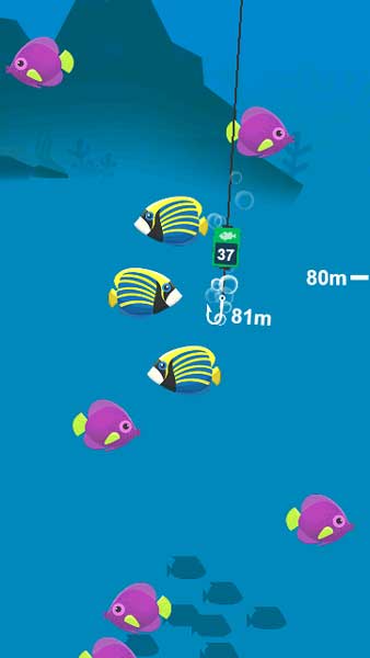 Thả cần câu, dây câu xuống dưới đáy biển sâu để câu cá