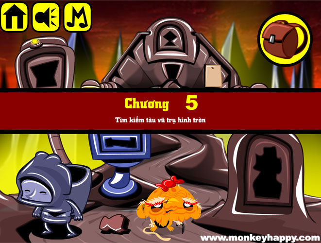 Chơi game Chú khỉ buồn: Tàu vũ trụ hình tròn - GameVui.vn