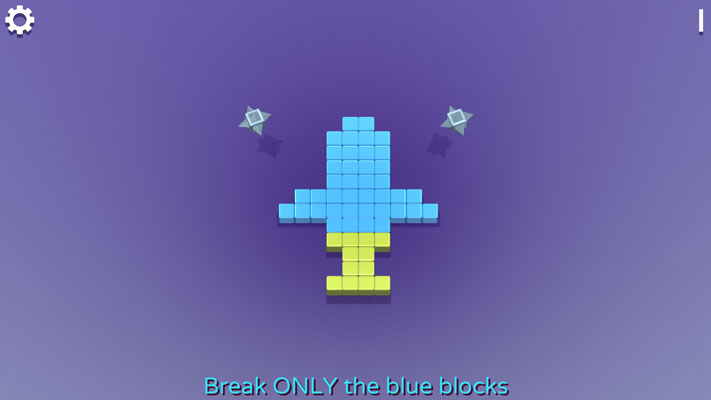 Phá hủy các khối vuông được yêu cầu bằng cách sử dụng các con quay.