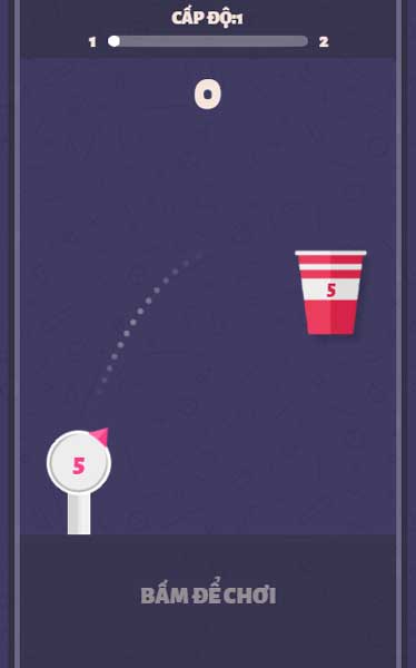 Bấm màn hình để ném những quả bóng bàn vào cốc nhựa