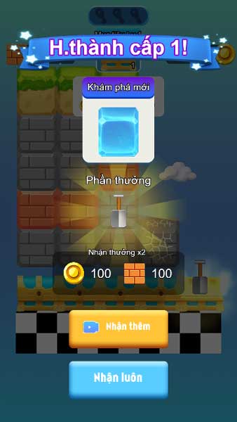 Hoàn thành level cấp độ và nhận thưởng