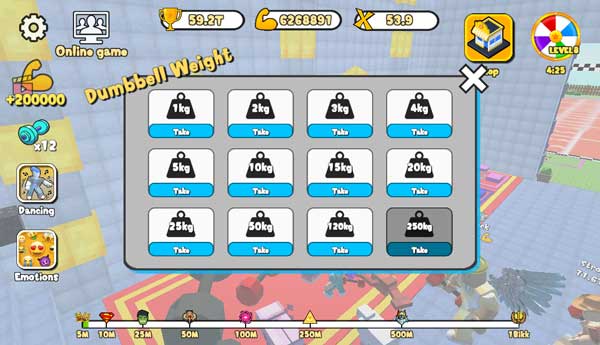 Lựa chọn mức tạ tương ứng với cấp độ của Obby