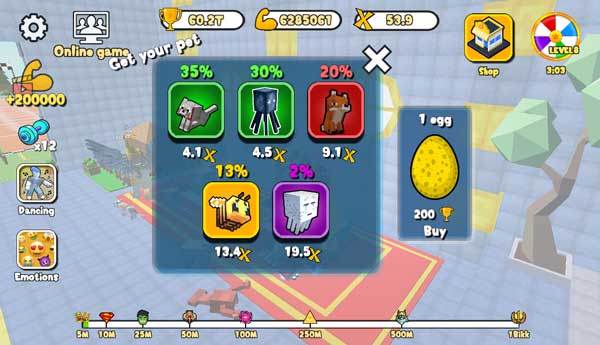 Thú cưng Pet cũng giúp Obby tăng rất nhiều chỉ số sức mạnh