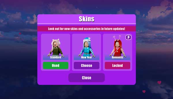 Có tất cả 3 skin nhân vật trong thử thách Obby Parkour