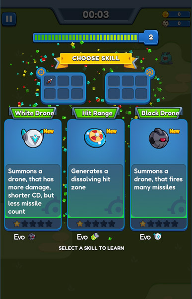 Lựa chọn các vũ khí khi bạn lên cấp.