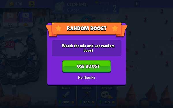 Xem video QC để dùng vật phẩm hỗ trợ Random