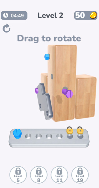 Gỡ tất cả ốc vít ra để hoàn thành màn chơi.