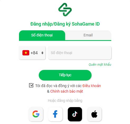 Đăng nhập tài khoản SohaGame