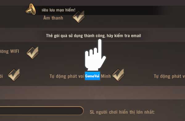 Thẻ gói quà sử dụng thành công