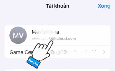 Chạm vào địa chỉ iCloud