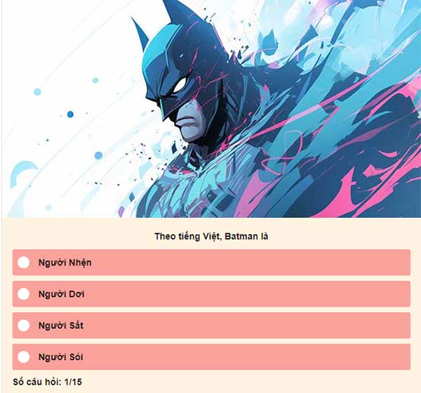 Chọn đáp án đúng