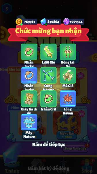 Gacha mở hòm nhận vật phẩm