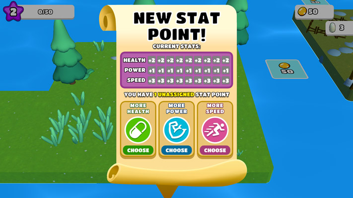 Lên cấp để nâng cấp các chỉ số.