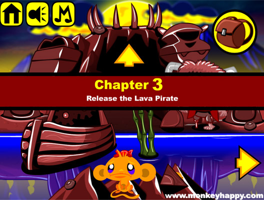 Chơi game Chú khỉ buồn: Đảo núi lửa - GameVui.vn