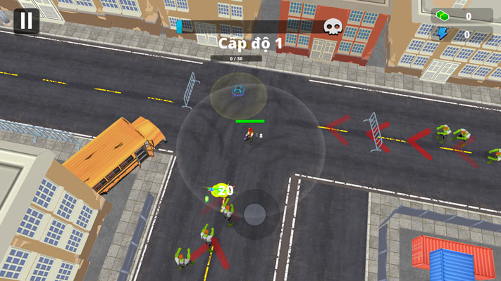 Diệt hết zombie để vượt qua màn chơi.