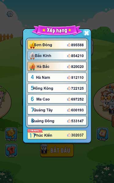 Thử thách và đạt Top nhiều khu vực khác nhau