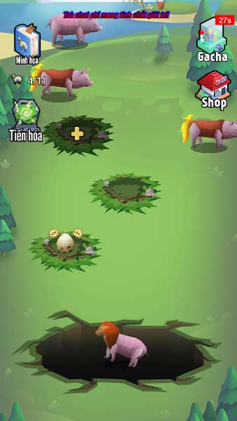 Các bạn có thể ném các loài vật Thường xuống hố để triệu hồi thần thú