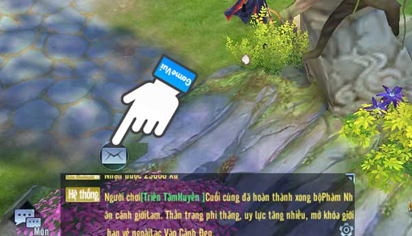 Chạm vào biểu tượng lá thư