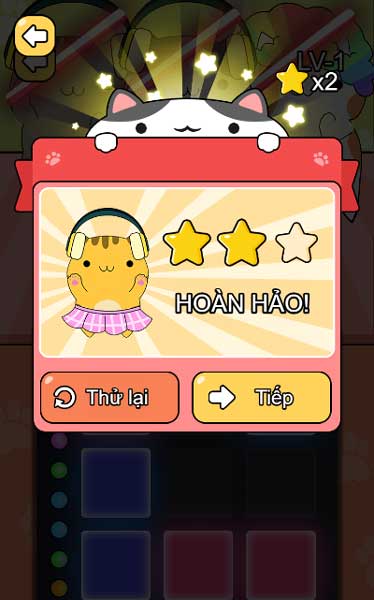 Hoàn thành level thử thách với số ngôi sao tối đa