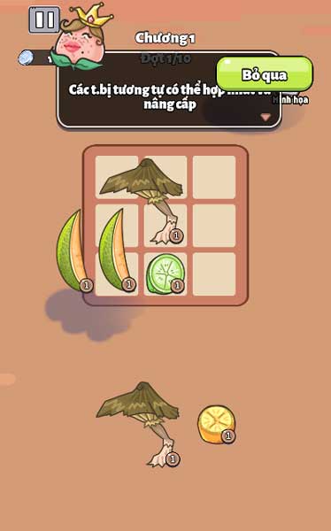 Đặt các loại hoa quả, trái cây vào những ô trên màn hình