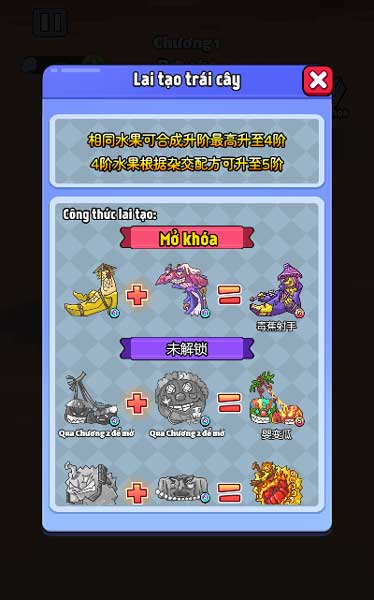 Khi lên cấp cao thì sự kết hợp, lai tạo giữa nhiều loại trái cây cũng đa dạng hơn