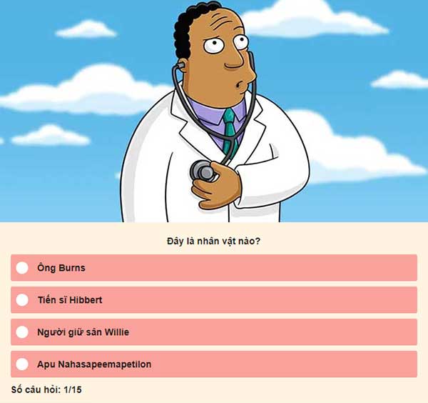 Hãy trổ tài đoán đúng tên nhân vật và kiểm tra hiểu biết của bạn về gia đình Simpson
