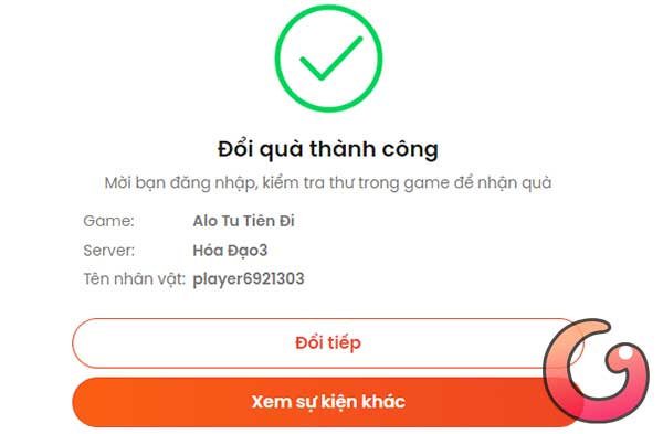 Đổi quà thành công