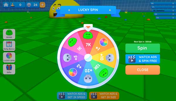 Tính năng vòng quay may mắn với nhiều phần thưởng