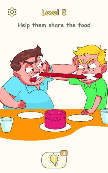 2 người bạn đang tranh nhau đồ ăn, hãy giúp họ nhé
