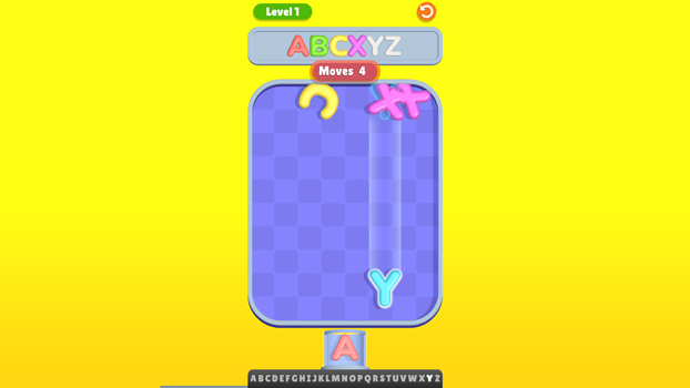 Ghép các chữ cái giống nhau và tìm kiếm các chữ cái được yêu cầu để hoàn thành màn chơi.