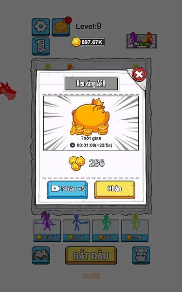 Hệ thống treo máy Afk nhận tiền xu