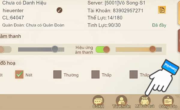 Chọn Mã đổi quà