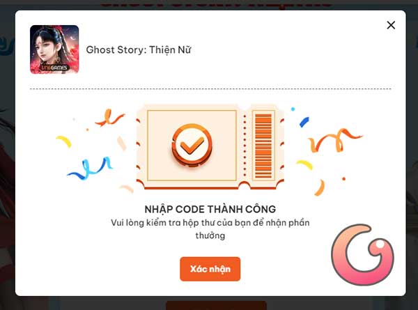 Nhập code thành công