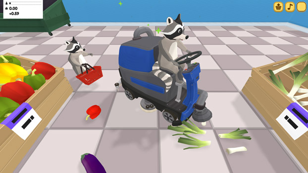 Dọn dẹp các đồ vật bị rơi vãi trong siêu thị.