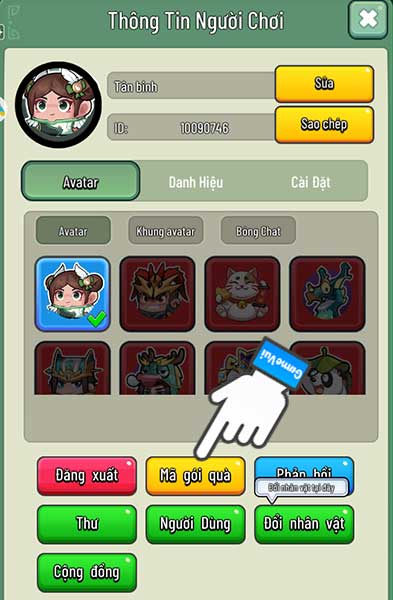 Chọn mã gói quà