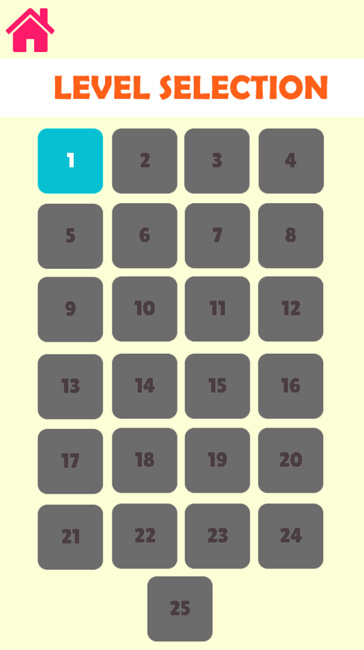 Có tất cả 25 màn chơi với độ khó tăng dần.