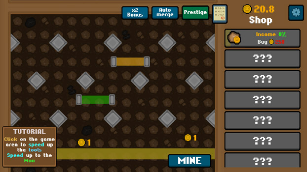 Nâng cấp các thiết bị sẽ giúp bạn tăng tốc đào mỏ và tăng thêm thu nhập.