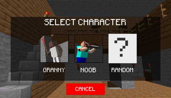 Chọn nhân vật Granny, Noob hoặc tùy chọn Random