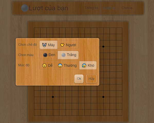 Lựa chọn chế độ đánh 2 người hoặc so tài với máy