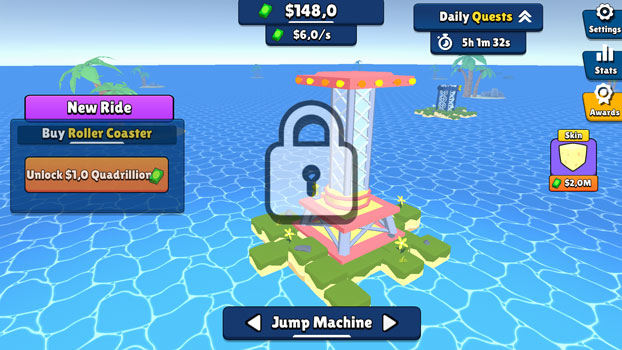 Mở khoá nhiều trò chơi mạo hiểm khác trong khu vui chơi.