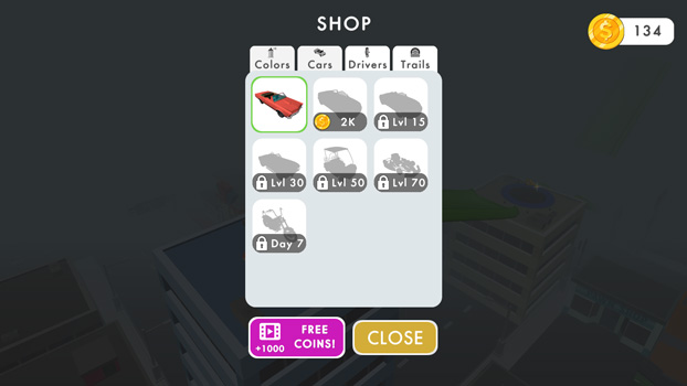 Kiếm xu, mở khoá nhiều màu sắc xe và hình dáng xe thú vị.