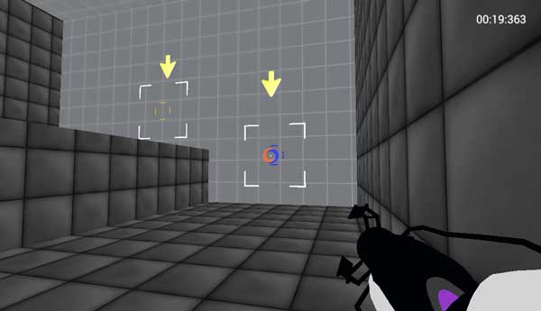 Bắn súng và đặt 2 cổng dịch chuyển có màu tương ứng lên tường