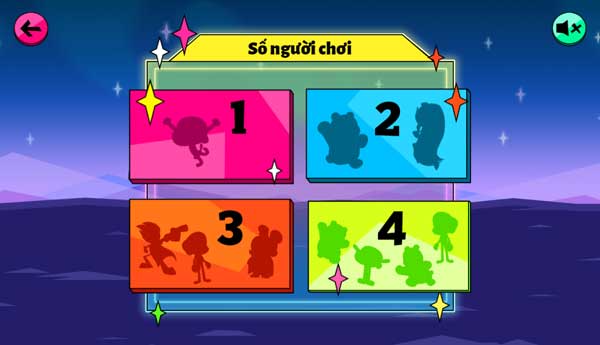 Chọn chế độ chơi 1, 2, 3 hoặc 4 người